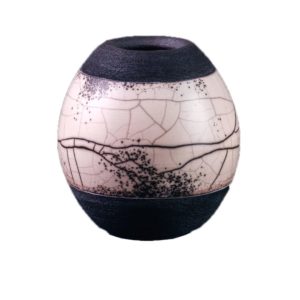 Naked Raku Vase Black & White Large